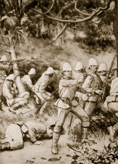 Fighting a road through the forest on the way to Coomassie by Henry Marriott Paget